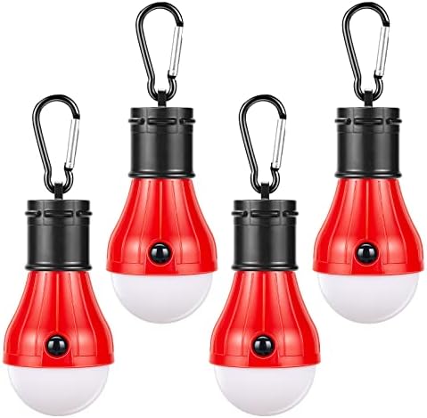 LED Camping Lights [4 Pack] Doukey Portable LED Tent Lanterns 4 Modes for Backpacking Camping Hiking Fishing Emergency Light Battery Powered Lamp for Outdoor and Indoor (Red)