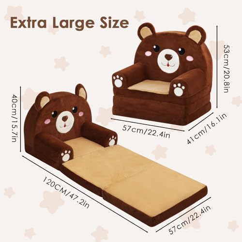 Canapé-lit enfant Ours pliable 3-en-1, decalsweet