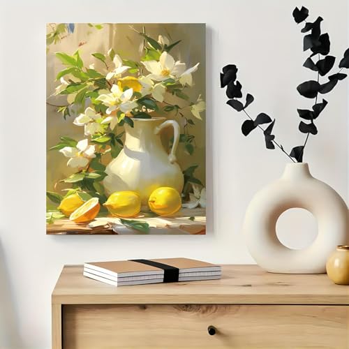 Toile vintage florale haut de gamme grand format 80x123cm encadré noir