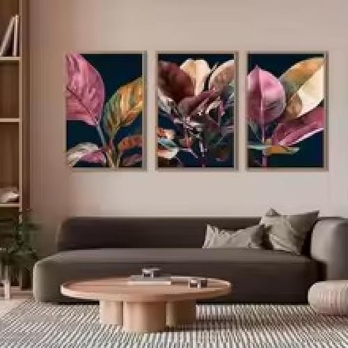 Art mural classique XINBAO triptyque fleurs bleues bohème raffiné - 4