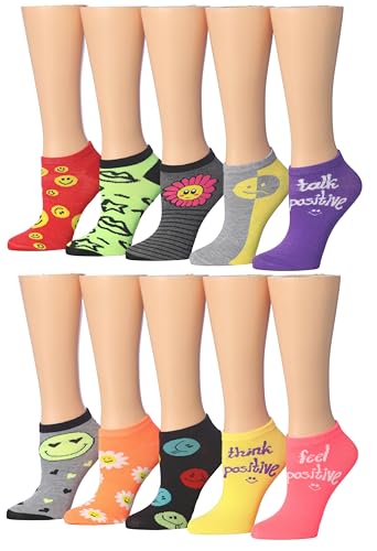 Image of Tipi Toe Women's 10 Pairs Lightweight Colorful Socks - Fun Low Cut Patterns for All-Day Comfort and Easy Everyday Style