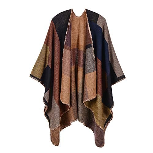 Lifetooler Poncho Damen Winter Strick Cape Cardigan Übergroße Poncho Schal Elegant Warm Wendeumhang für Herbst Winter