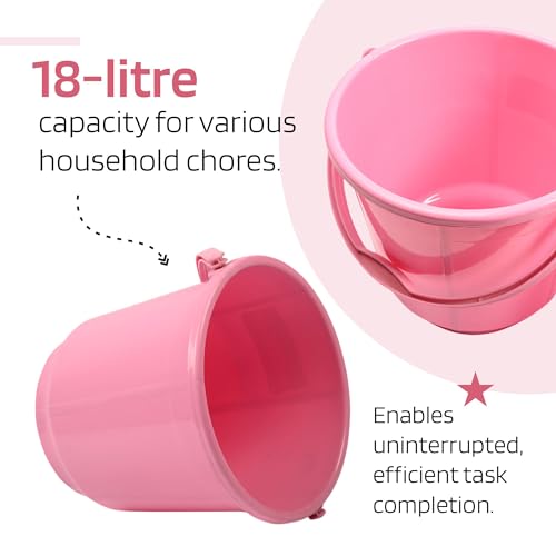 Image of Kuber Industries 3 Pcs 18 Liter Plastic Bucket for Bathroom | Plastic Bucket for Daily Use | Water Storage Bucket | Balti for Bathroom | Pink-Peach & Mink Grey