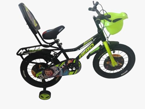 Image of Hero Galaxy 16T Kids Bicycle - Green Color | 16 Inch Children Cycle with Training Wheels | Strong Frame Kids Bike for Boys & Girls Age 4-6 Years|with Bell blk