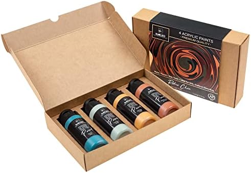 NAKLEO Acrylic Stencil Paints Set - 4 Colors (60ml, 2oz) - Retro Chic - Brown Navy Gray - Art Supplies DIY - Non-Toxic Water-Based Matte Wall Wood Canvas Paper Fabric Stone