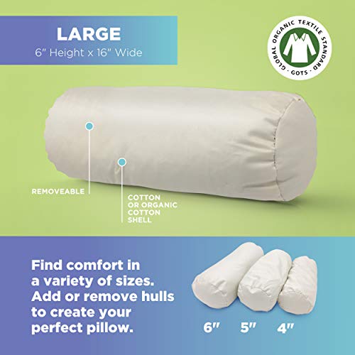 Bean Products Wheatdreamz Neck Roll Pillow - Made In Usa - Organic Cotton Zippered Shell With Organic Buckwheat - 6" X 16" #TOP2