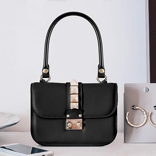 Bessy shop Leather Purse Handles,2 Pieces Leather Bag Handle Bag Handles Shoulder Strap Shoulder Bag Handbag Accessories for DIY Purse Making Tote Bags (Black) - Image 4