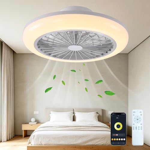 Ventilateur plafond avec lumiere RGB dimmable et télécommande silencieux 60W