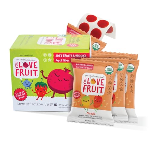 YOU LOVE FRUIT - MANGO All Natural Fruit Snacks, Healthy Snack Pack, Real Fruit! Gluten Free, Non GMO, Vegan, Low Carb, Low Fat, Kosher, Variety Pack, Great For Adding To Gift Box, 1.0 oz (Pack of 12)