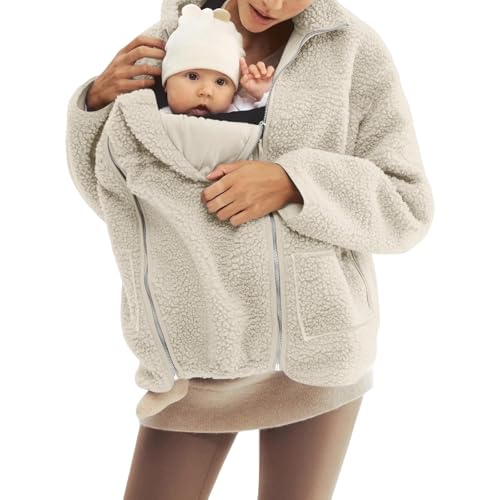 Damen Fleecejacke Reißverschluss 2 in 1 Baby Tragen Wintermantel...