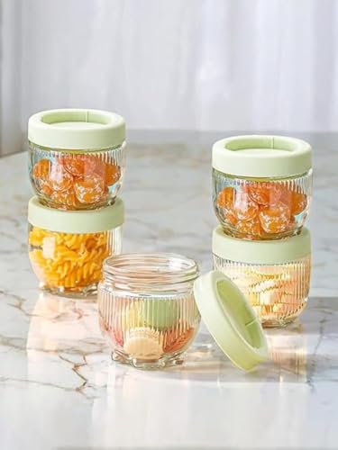 Image of Glass Storage Jar With Airtight Lid, BPA-Free Kitchen Containers For Spices, Dry Fruits, Snacks & Grocery Storage Set Of 3, Transparent Food Storage Canisters For Kitchen Organization And Home Use