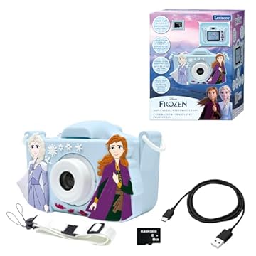 Lexibook, Frozen, Fotocamera 4-in-1 per bambini con protezione, Funzioni foto, video, MP3 e giochi, 15 cornici per personalizzare le tue foto, Scheda di memoria da 8 GB inclusa, DJ078FZ