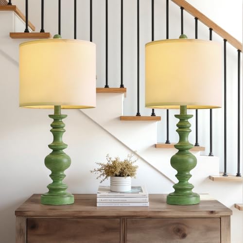 BOBOMOMO 24" Farmhouse Table Lamps Set of 2 – Sage