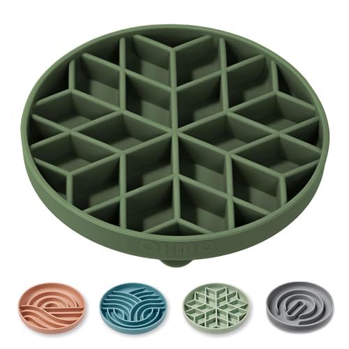 OHMO Ciotola Anti Ingozzamento (Piccola forma a Diamante), Ciotola per Cani e Gatti che Mangia Lentamente, Silicone Ventosa Antiscivolo