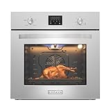 Empava 24 inch Built-In Gas Single Wall Oven with Convection and Rotisserie 5 Cooking Modes, Knob and Touch Control, LED Display, Stainless Steel