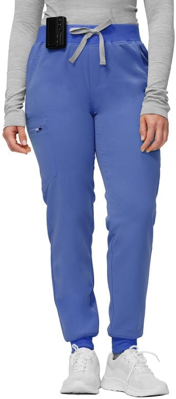 Kitmaz Medical Scrub Pants for Women - Mid Rise 4-Way Stretch Anti-Wrinkle Slim Fit Jogger Pants, Drawstring & 5 Pockets
