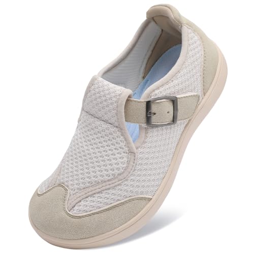 Image of BARERUN Womens Walking Shoes Wide Diabetic Shoes for Women Slip On Barefoot Orthopedic Bunion Neuropathy Arthritis Edema Bunion Sneakers Indoor Outdoor with Zero Drop Rubber Sole