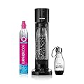 SodaStream Gasatore Gaia Nero d'Acqua per realizzare Acqua Frizzante, Include 1 Bottiglia da 1 Litro, 1 Bottiglia da 0,5 L e 1 Cilindro di Anidride Carbonica Co2 Alimentare da 425gr con Attacco Rapico