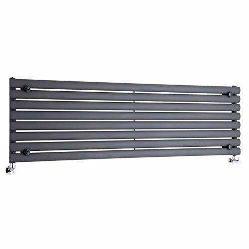 MILANO Anthracite Horizontal Single Oval Panel Radiator 472 x 1600mm