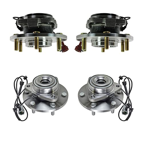 Image of TRQ 2 Piece Front Rear Wheel Bearing & Hub Assembly Set Compatible with 2004-2007 Infiniti QX56 2005-2007 Nissan Armada 2004 Pathfinder Pathfinder Armada
