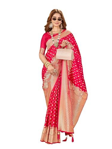 Mehrang Women's Banarasi Silk Kanjivaram Saree For Wedding With P...