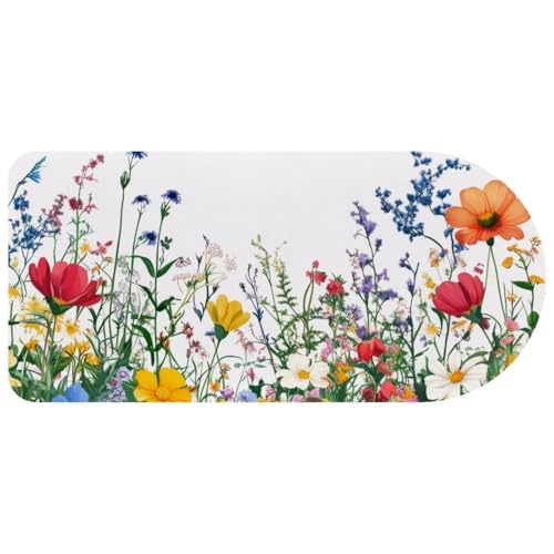 Grand tapis de souris étendu jardin coloré 73x35cm avec base caoutchouc