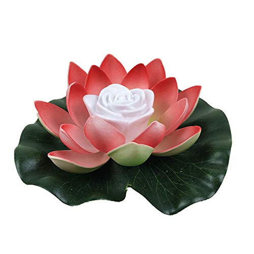 Preisvergleich Produktbild wasserdichte künstliche Lotus-förmige Blumen-Lampen Batteriebetriebener LED-Swimmingpool-Gartenteich, der das Wünschen hellrot schwimmt