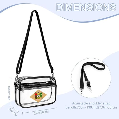 Delaware State Clear Stadium Bag Clear Mini Messenger Bags with 2 Compartments Crossbody Bag2