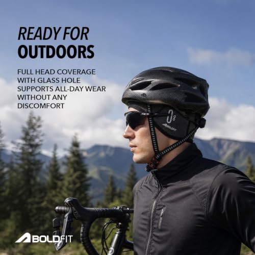 Image of Boldfit Skull Cap Helmet Liner for Men & Women, Breathable Sweat Wicking Mesh Head Cap with Glasses Holes for Bike Riding, Cycling, Running, Gym & Outdoor Sports, Under Helmet Cooling Caps