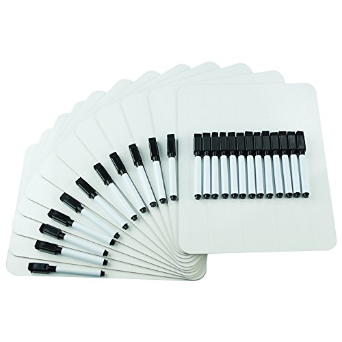 Lockways Grid Dry Erase Board - Dry Erase Lapboards 9 x 12, 12 Grid White Boards, 24 Dry Erase Markers for Kids, Students, Children, Teachers, Classroom, School