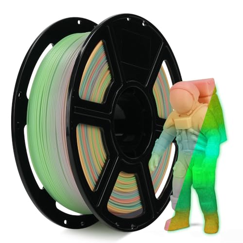 Image of FLASHFORGE Glow in The Dark Rapid PLA Filament 1.75mm, Luminous Melody Fast Color Change Multicolored Rainbow Filament, Max 500mm /s High-Speed Printing, High Brightness and Long-lasting Glowing Effect