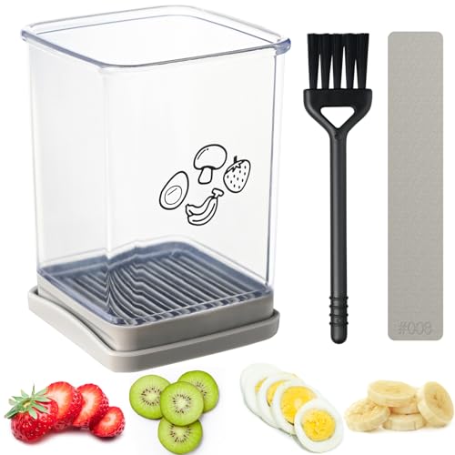 Image of Cup Slicer, Multifunctional Fruit Slicer Cup, Speed Slicer with Cleaning Brush & Blade Sharpener, Strawberry Slicer Banana Slicer Egg Slicer