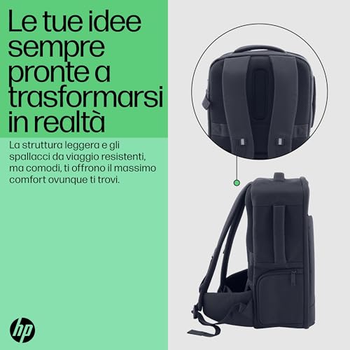 HP Creator, Zaino per Notebook HP da 16,1” per Computer e Tablet, Tasche e Divisori Interni Imbottiti, Cover impermeabile, Tasca con Blocco RFID, Realizzato con Materiale Riciclato, Blu scuro - 4