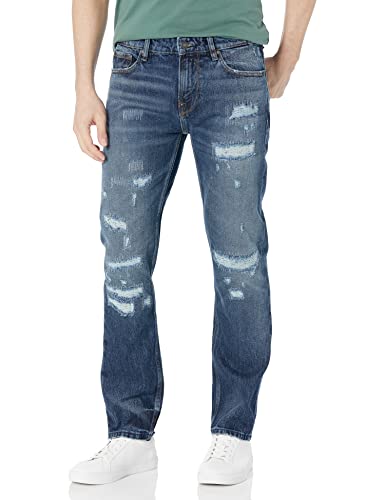 GUESS Men's Destroyed Slim Straight Jeans