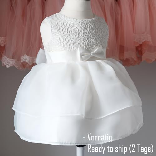 Taufkleid Taufbolero Baby Mädchen Kleid Blumenmädchenkleid Festlich Kleid Babybekleidung (DE 86)