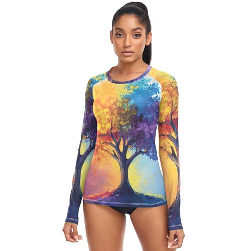 Wolf Dreamcatcher Forest Print Rash Guards Women Shirts Fishing Sun UV Protection Running Tops Long Sleeve XS
