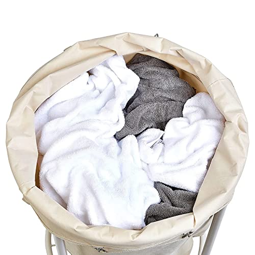 Laundry Basket Commercial Laundry Cart with Wheels, Rolling Laundry Hamper, Round Laundry Cart with Steel Frame and Removable Bag, 100Kg, Blue, 55 * 81cm - Image 5