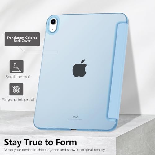 Image of MoKo for iPad (A16) 11th Generation Case 11 Inch 2025, iPad 10th Generation Case 10.9 Inch 2022, Slim Stand Hard PC Translucent Back Shell Smart Cover, Support Touch ID, Auto Wake /Sleep, Sky Blue