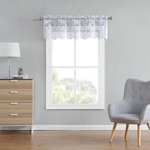 DecoSource Knitted Lace Valance Medallion Design with Scalloped Bottom - Size 60 Inch Wide - 18 Inch Long - Rod Pocket (1 Valance 60 X 18, White)