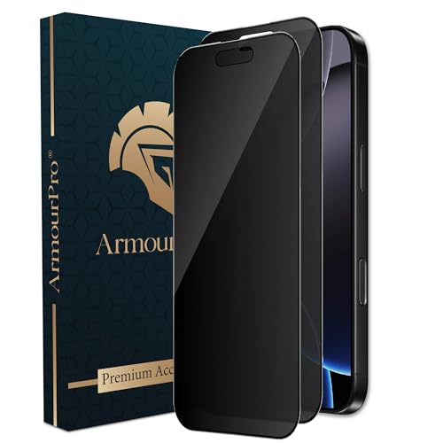 Image of ArmourPro Matte Privacy Tempered Glass Compatible with iPhone 16 Pro (6.3 Inch) with Edge to Edge Coverage and Easy Installation kit (Pack of 2)