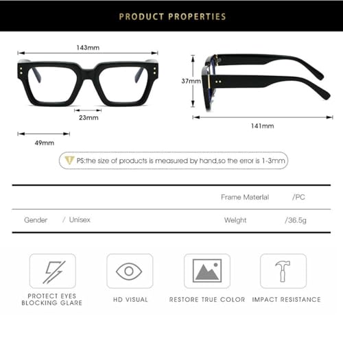 Monture de lunettes rétro à rivets pour ordinateur et lunettes écran