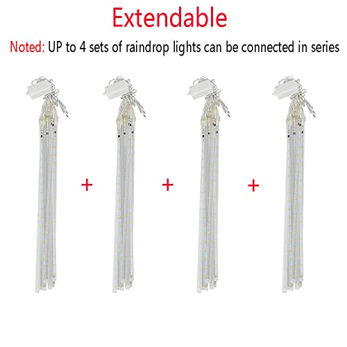 Christmas Lights Outdoor, Meteor Shower Lights Falling Star Lights 16 Inch 8 Tubes 256 Led Icicle Snow Falling Lights Raindrop Lights For Xmas Tree Holiday Party Decoration, Ul Plug, Warm White #TOP4