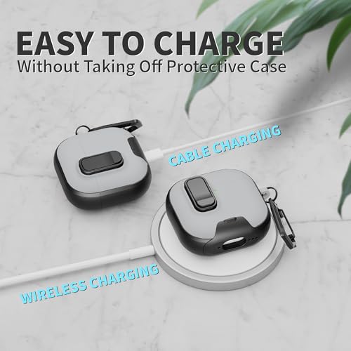 Image of for AirPods 4 Case with Lock,TPU Leather Texture Protective Durability Anti-Lost & Shockproof Protective Cover Accessories with Cleaning Kit in Keychain for Apple iPod 4 Generation (Black /Grey)