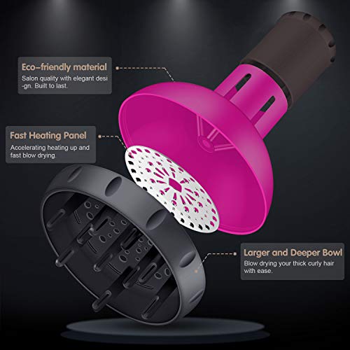 Image of Segbeauty Hair Diffuser Adjustable Air Flow, Professional Deep Bowl Diffuser Attachment for Wavy Natural Thick Curly, Salon Frizz-free Fast Blow Dry Diffuser Attachment with 1.57-1.97in Nozzle (Red)