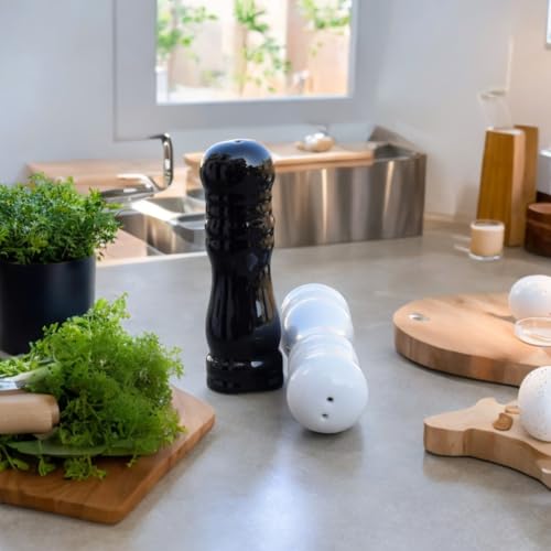 The Decor Lane Salt Pepper Set for Dining Table & Kitchen | Ceramic Salt and Pepper Shakers, Salt Pepper Dispenser, Container, Sprinkler | Home | Cafe | Office - 60 ML (Chess Players, 1 Set)