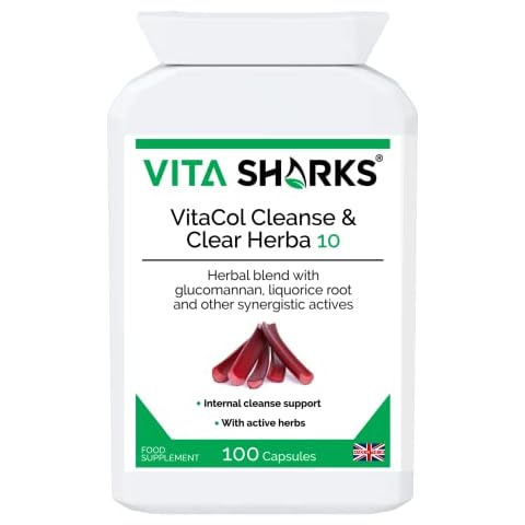 VitaCol Cleanse & Clear Herba 10 | Natural Stool Softening Vegan Colon Detoxifying & Bowel Cleansing Formula. 10 Kosher, Herbal Ingredients for Faecal Regularity & Relieve Constipation Cover