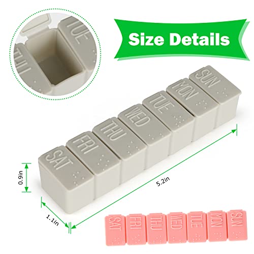 Image of 2Pack Weekly Pill Organizer,7 Days Pill Cases Travel Daily Pill Box Medicine Organizer Pill Box 7 Day Pill Organizer Weekly for Fish Oil, Calcium Tablets Supplements and Other Vitamin Pill (Pink+Gray)