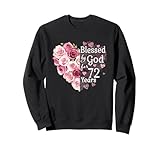 Photo Gallery blessed by god for 72 years - cuore con rose e scritta blessed by god for 72 felpa Photo Gallery blessed by god for 72 years - cuore con rose e scritta blessed by god for 72 felpa