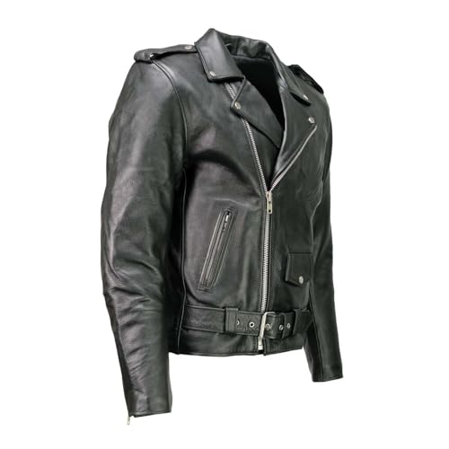 Milwaukee Leather Men's Classic Premium Leather Motorcycle Biker Riders Jackets - Large