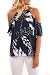 Feel Show Women Cold Shoulder Ruffles Flounce Printed T Shirt Casual Blouse